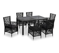 vidaXL Mobilier à dîner d'extérieur 7 pcs Résine tressée Noir