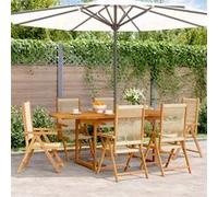 Vidaxl Ensemble À Manger De Jardin 7pcs Beige Polypropylène Et Bois