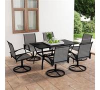 Ensemble à Dîner de Jardin 7 pcs Mobilier de Salle à Manger de Patio Table et Chaises de Repas de Terrasse Extérieur Textilène et Acier