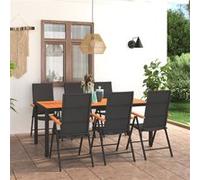 Vidaxl Ensemble De Salle À Manger De Jardin 7 Pcs Noir Et Marron