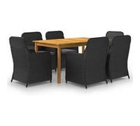 Ensemble de Salle à Manger de Jardin 7 pcs Table et Chaises de Repas de Patio Mobilier à Dîner de Terrasse Salon de Jardin Extérieur Noir