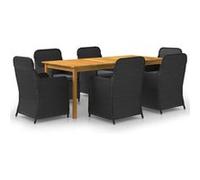 Ensemble de Salle à Manger de Jardin 7 pcs Salon de Jardin Meubles de Repas de Terrasse Mobilier à Dîner de Patio Extérieur Noir