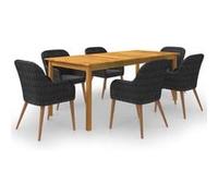 Vidaxl Ensemble De Salle À Manger De Jardin 7 Pcs Noir