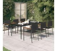 Vidaxl Ensemble De Salle À Manger De Jardin 7 Pcs Noir Noir