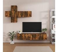 Vidaxl Ensemble De Meubles Tv 7 Pcs Chêne Fumé Bois D'ingénierie Marron