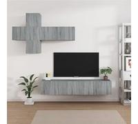 7-delige Tv-meubelset bewerkt hout grijs sonoma eikenkleurig3114516