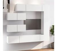 vidaXL 7-delige Tv-meubelset bewerkt hout wit3114558 Blanc G
