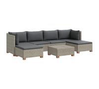 vidaXL 7 pc Ensemble de Salon en Rotin avec Coussins GENDT Gris Kubu, Salon, Jardin et terrasse, Ensemble en rotin, mobilier extérieur, sièges modulables, Coussins Confortables, Design Chic