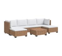 vidaXL 7 pc Ensemble de Salon en Rotin avec Coussins GENDT Naturel, Salon, Jardin et terrasse, Ensemble en rotin, mobilier extérieur, sièges modulables, Coussins Confortables, Design Chic