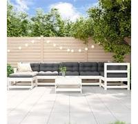 Vidaxl Salon De Jardin 8 Pcs Avec Coussins Blanc Bois Massif
