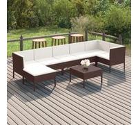 vidaXL 8-delige Loungeset met kussens poly rattan bruin3094411 Marron G