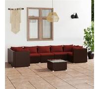 vidaXL 8-delige Loungeset met kussens poly rattan bruin3101963 Marron G