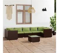vidaXL 8-delige Loungeset met kussens poly rattan bruin3101964 Marron
