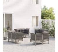 vidaXL 8-delige Loungeset met kussens poly rattan grijs3187482 Gris G