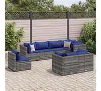 vidaXL 8-delige Loungeset met kussens poly rattan grijs3308199 Gris G