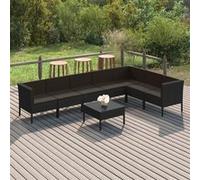 8-delige Loungeset met kussens poly rattan zwart3094429