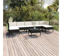 vidaXL 8-delige Loungeset met kussens poly rattan zwart3094544 Noir G