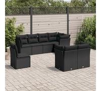 Vidaxl Salon De Jardin 8 Pcs Avec Coussins Noir Résine Tressée