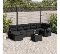 Vidaxl Salon De Jardin 8 Pcs Avec Coussins Noir Résine Tressée
