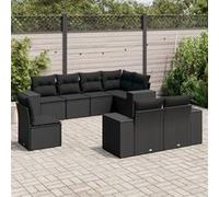 Vidaxl Salon De Jardin 8 Pcs Avec Coussins Noir Résine Tressée
