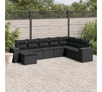 Vidaxl Salon De Jardin 8 Pcs Avec Coussins Noir Résine Tressée