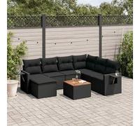 Salon de Jardin avec Coussins Canapés Patio 8 pcs Noir Résine Tressée vidaXL