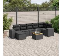 Vidaxl Salon De Jardin 8 Pcs Avec Coussins Noir Résine Tressée
