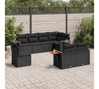 Vidaxl Salon De Jardin 8 Pcs Avec Coussins Noir Résine Tressée