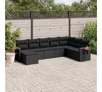 Salon de Jardin avec Coussins Canapés Patio 8 pcs Noir Résine Tressée vidaXL