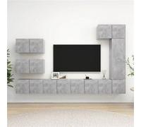 Vidaxl Ensemble De Meubles Tv 8 Pcs Gris Béton Bois D'ingénierie Gris