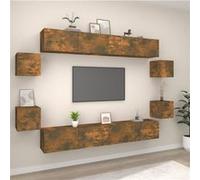 8-delige Tv-meubelset bewerkt hout gerookt eikenkleurig3114227