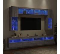vidaXL 8-delige Tv-wandmeubelset met LED-verlichting grijs sonoma3216769 Gris G