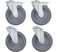 8 pcs Roulettes pivotantes à trou de boulon 125 mm