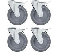 vidaXL 8 pcs Roulettes pivotantes à trou de boulon 125 mm G