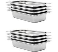 vidaXL 8x Récipients Gastronorm GN 1/3 Plaque de Cuisson Plateau de Service Plateau Empilable Restaurant Maison Cuisine Hôtel Intérieur 65 mm Inox Argent G