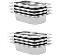 vidaXL 8x Récipients Gastronorm GN 1/4 Plaque de Cuisson Plateau de Service Plateau Empilable Restaurant Maison Cuisine Hôtel Intérieur 65 mm Inox Argent G