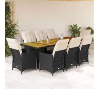 Ensemble de Bistro de Jardin avec Coussins Mobilier Noir Résine Tressée vidaXL