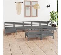 Vidaxl Salon De Jardin 9 Pcs Gris Bois De Pin Massif