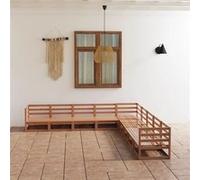 vidaXL 9-delige Loungeset massief grenenhout honingbruin3075847 G