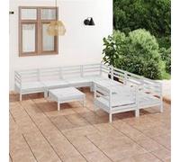 Bois de Pin Massif Salon de Jardin 9 pcs Blanc Mobilier Patio Extérieur vidaXL