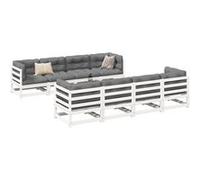 Vidaxl Salon De Jardin 9 Pcs Blanc Bois De Pin Massif