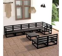 vidaXL 9-delige Loungeset massief grenenhout zwart3075623 G