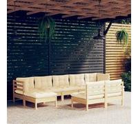 vidaXL 9-delige Loungeset met crÃmekleurige kussens grenenhout3097103 G
