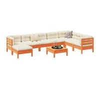 vidaXL 9-delige Loungeset met kussens massief grenenhout wasbruin3299589 G
