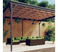 vidaXL 9-delige Loungeset met kussens poly rattan bruin3102060 Marron G