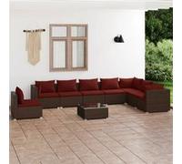 vidaXL 9-delige Loungeset met kussens poly rattan bruin3102379 Marron G