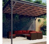 vidaXL 9-delige Loungeset met kussens poly rattan bruin3102555 Marron G
