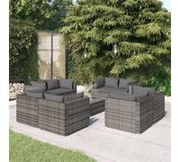 vidaXL 9-delige Loungeset met kussens poly rattan grijs3101565 Gris G