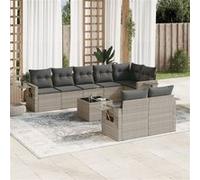 Vidaxl Salon De Jardin 9 Pcs Avec Coussins Gris Clair Résine Tressée