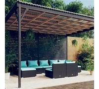 Vidaxl Salon De Jardin 9 Pcs Avec Coussins Noir Résine Tressée Noir